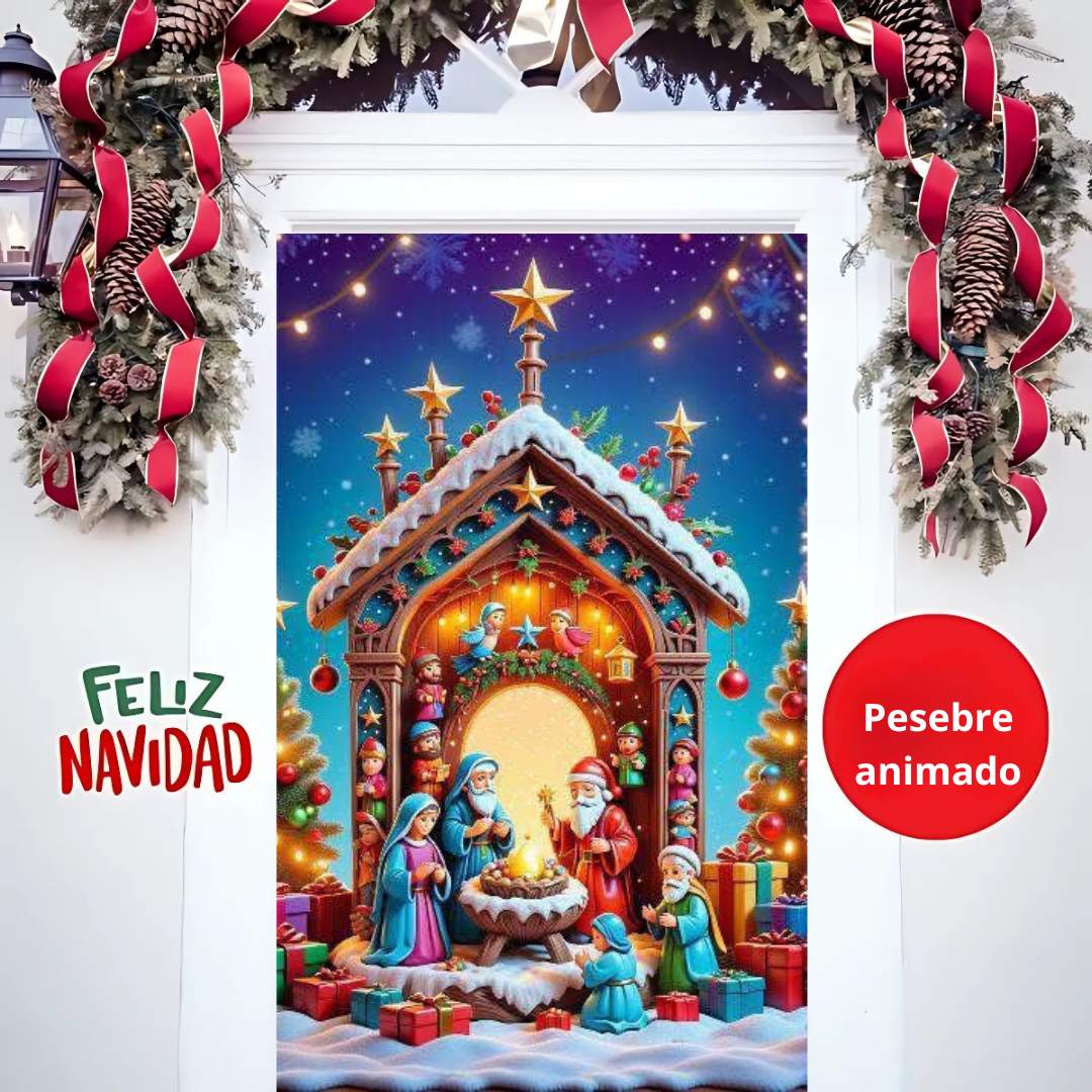🎄 Funda Navideña Premium™ – Decora tu puerta en segundos 🎁