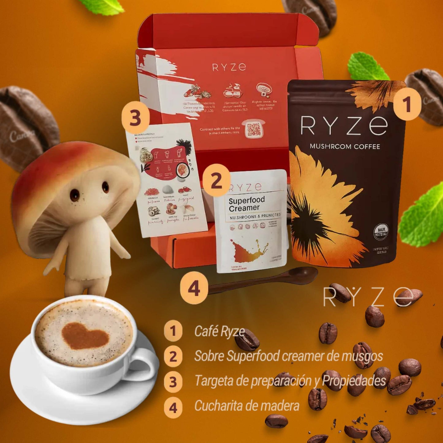 Ryze Mushroom Coffee Kit 🍄 – Energía natural y bienestar diario ☕
