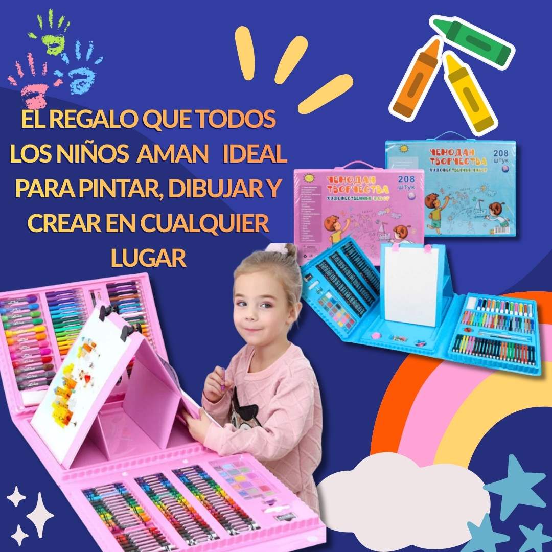 🎨 Set Maletín de Arte 208 Piezas – Creatividad en tus manos ✏️