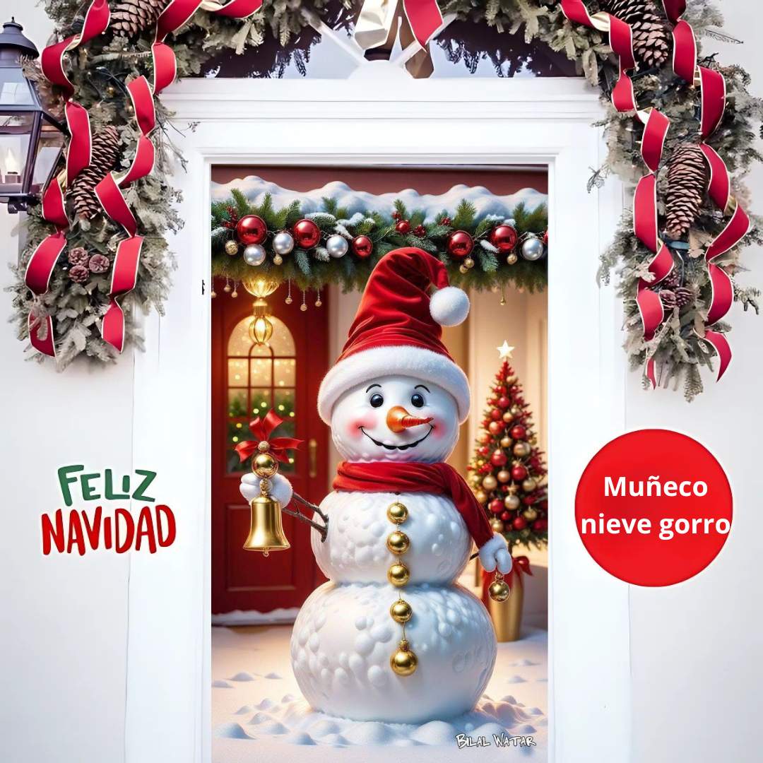 🎄 Funda Navideña Premium™ – Decora tu puerta en segundos 🎁