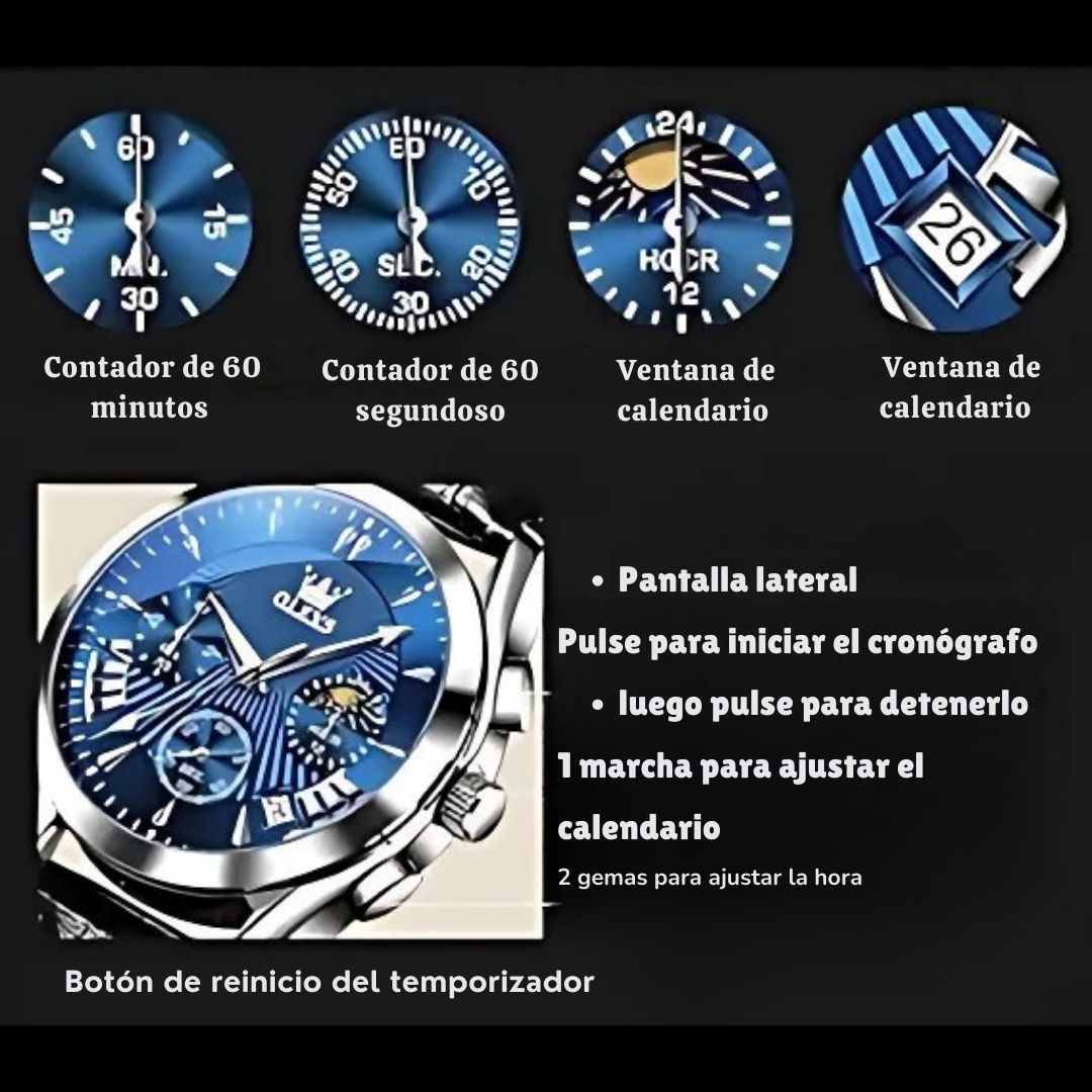Reloj Cronógrafo Clásico  – Estilo y Precisión en tu Muñeca ⌚