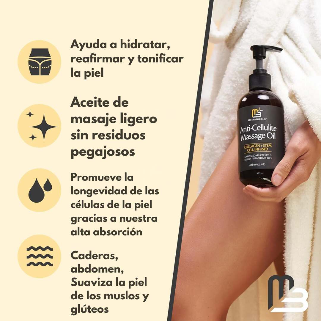 M3 Naturals™ Aceite Anticelulítico y Reafirmante para el Cuerpo 🌿