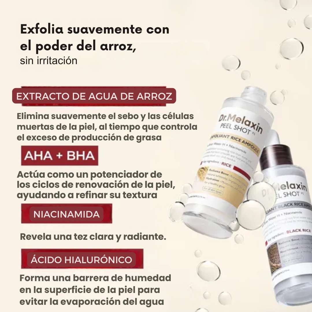 ✨ Combo x 2 Ampollas de arroz Peel Shot Glow™  – Doble poder iluminador y anti-edad 🌾