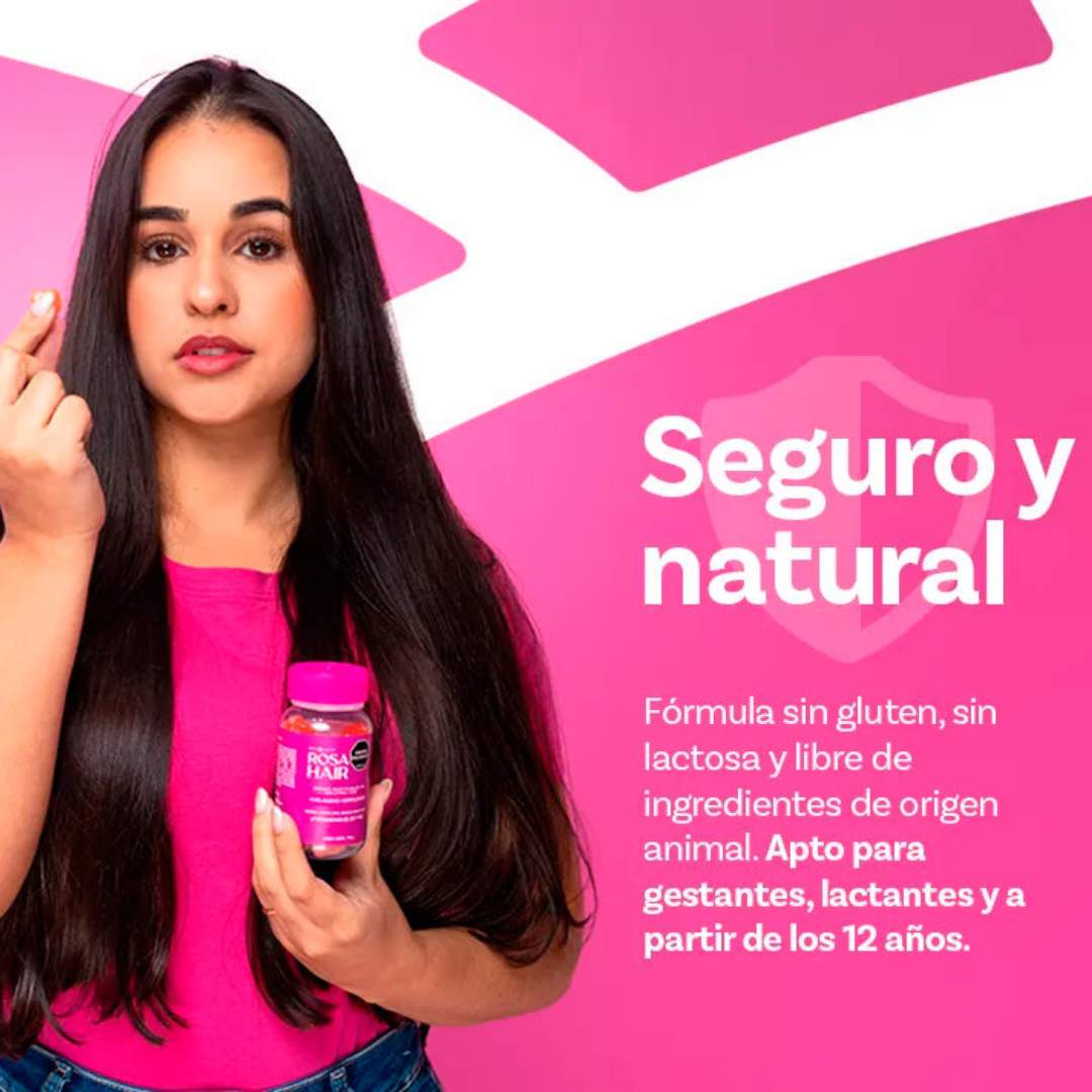 Rosa Hair™  2 X 1 Biotina + Vitaminas – Belleza Real en Gomitas 🍓