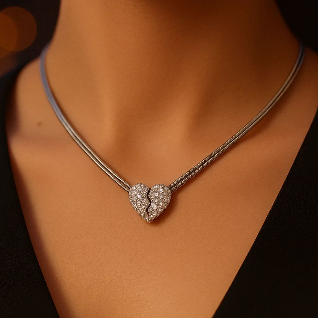Collar Sofisticado™ de Corazón de Cristal – Dije Magnético para Parejas 💖
