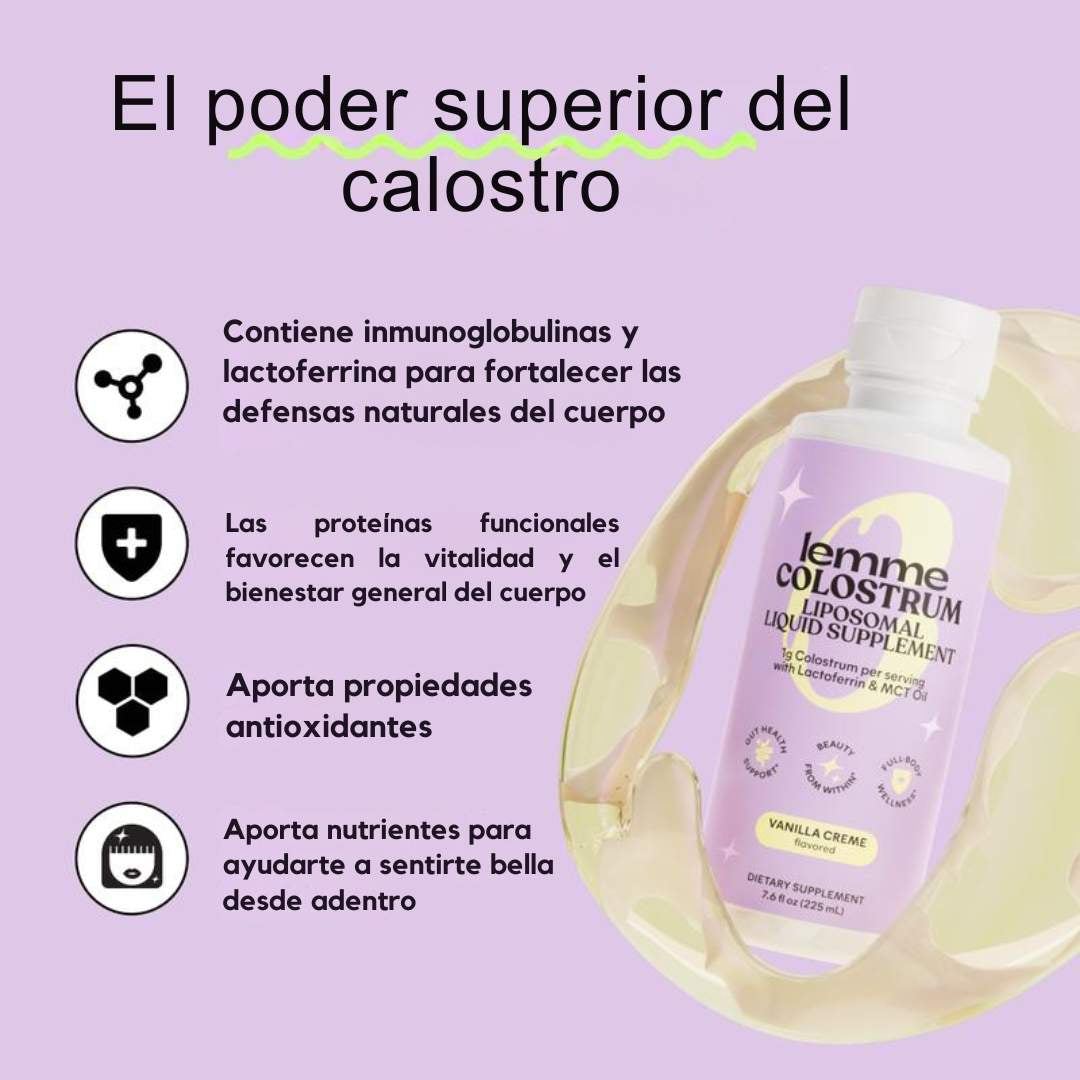 💧Lemme® Calostro Líquido Liposomal – Bienestar Integral Sin Azúcar