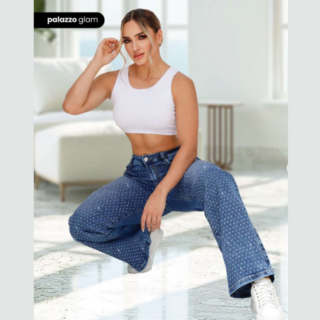 Jeans Palazo con Brillos Premium™ – Versátil, elegante  ✨