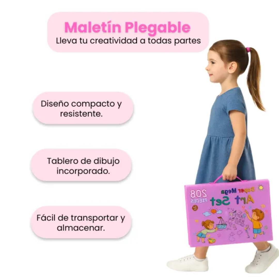 🎨 Set Maletín de Arte 208 Piezas – Creatividad en tus manos ✏️
