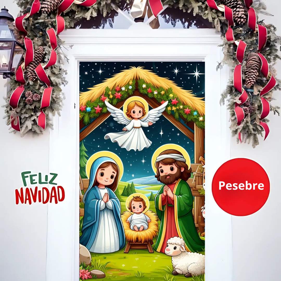 🎄 Funda Navideña Premium™ – Decora tu puerta en segundos 🎁