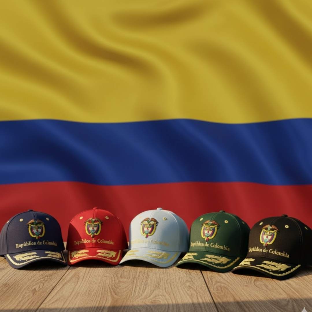 💛💙❤️ Gorra República de Colombia™ – Bordado Premium en Drill Nacional