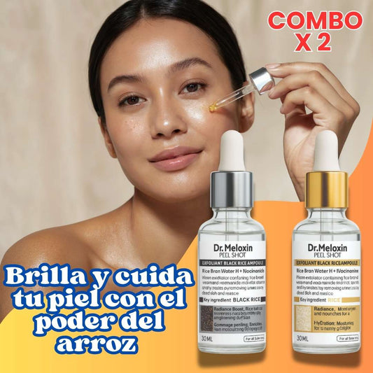 ✨ Combo x 2 Ampollas de arroz Peel Shot Glow™  – Doble poder iluminador y anti-edad 🌾