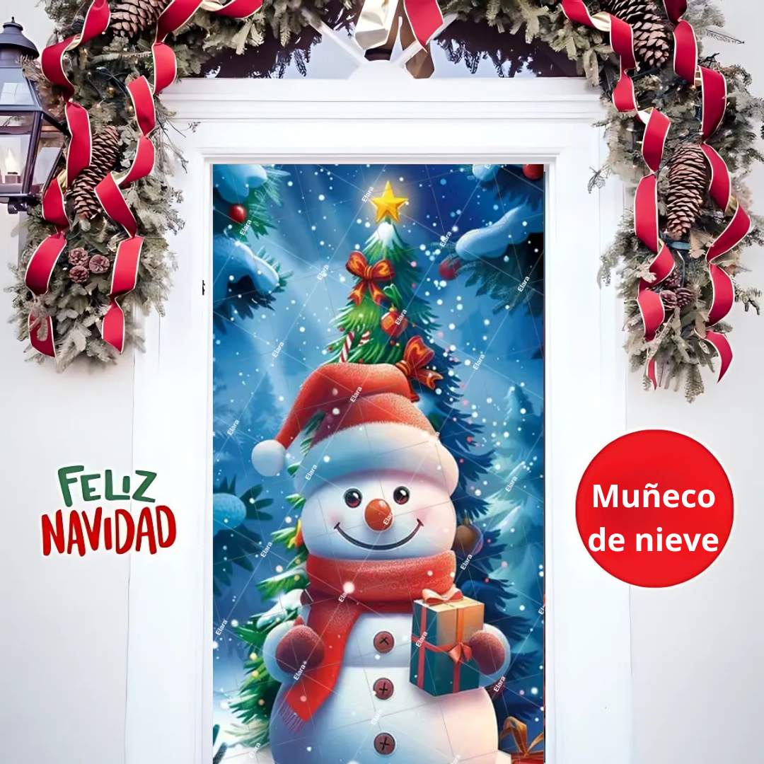 🎄 Funda Navideña Premium™ – Decora tu puerta en segundos 🎁