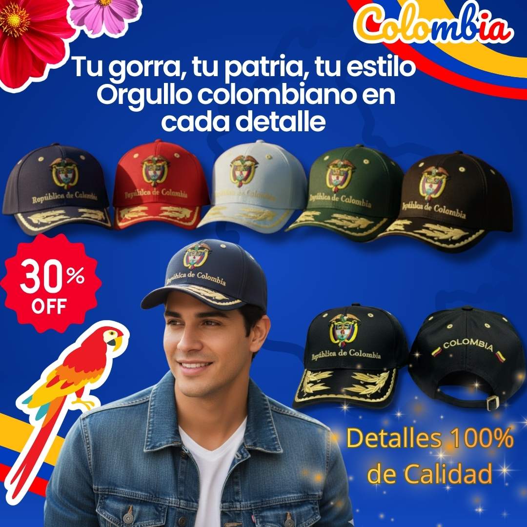 💛💙❤️ Gorra República de Colombia™ – Bordado Premium en Drill Nacional