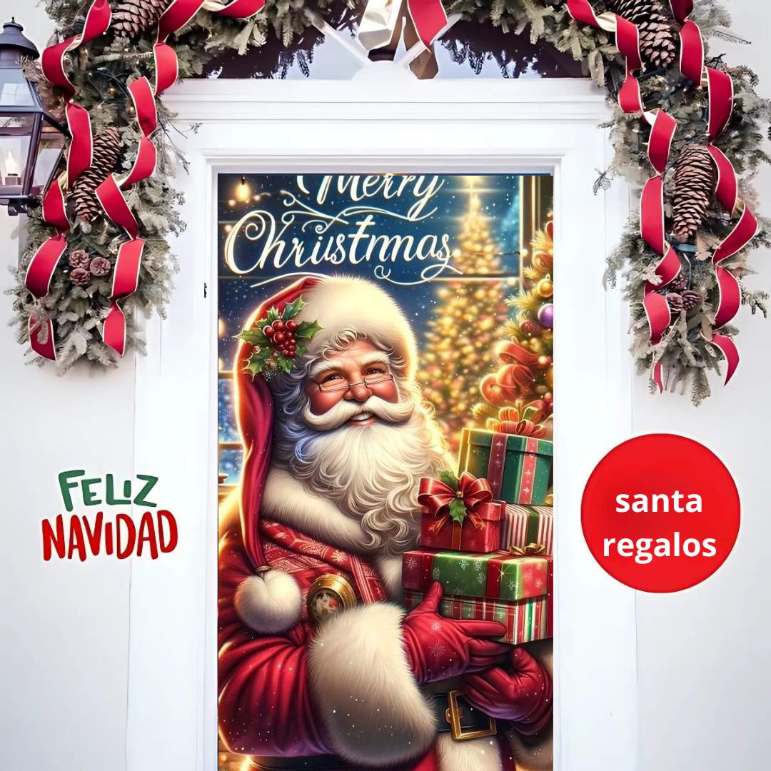 🎄 Funda Navideña Premium™ – Decora tu puerta en segundos 🎁